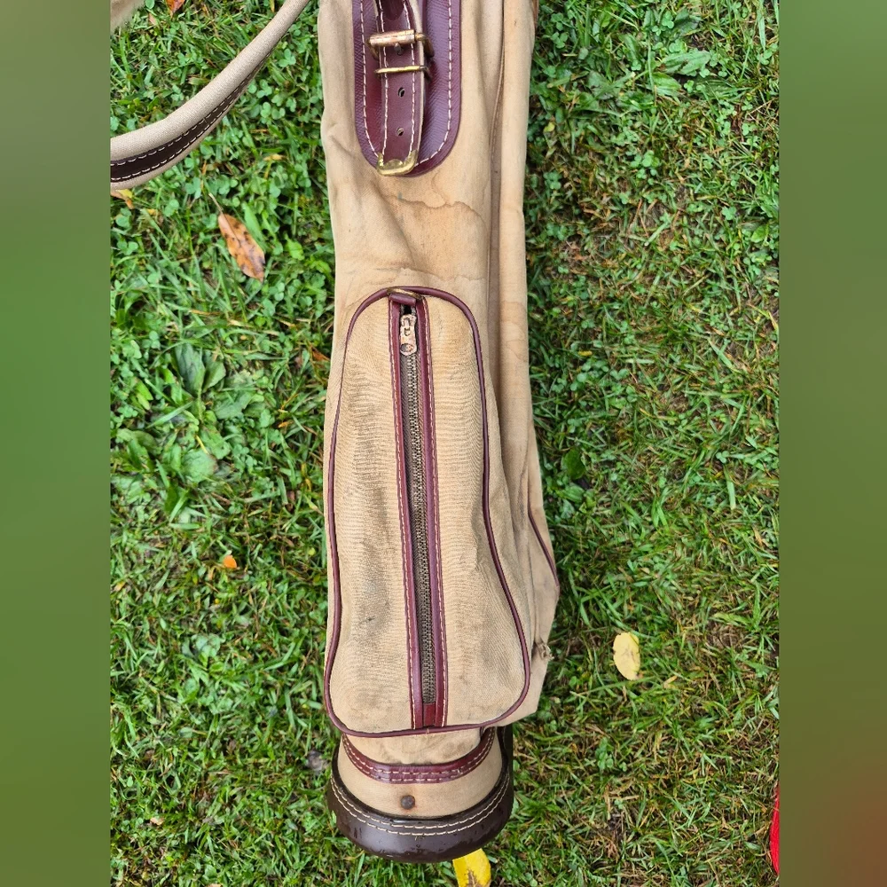 Vintage 1950's Atlantic Canvas/Leather 13-Way Sunday Carry Golf Bag with Strap - Picture 10 of 11